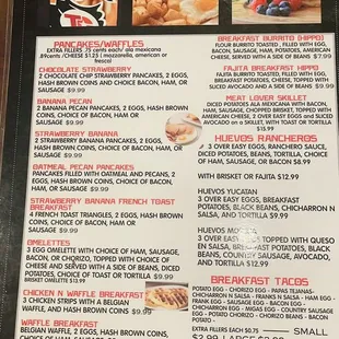 menu for tejano grill