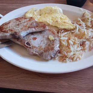 Pork chops and eggs