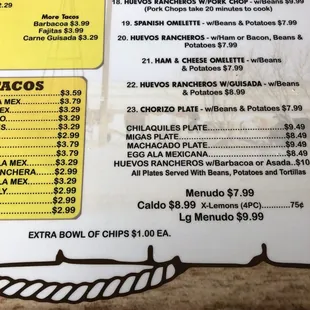 menu