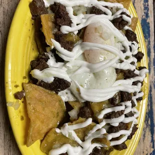 Green chilaquiles with fajita