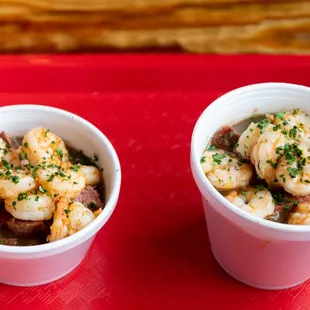 two cups of shrimp