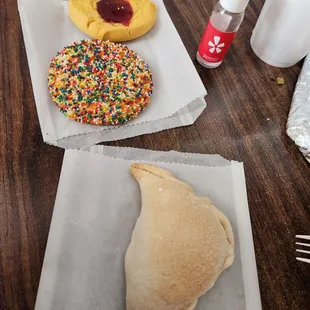 two pastries and a cookie