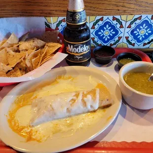 Chicken enchilada  with green sauce on the side (I ordered it that way)