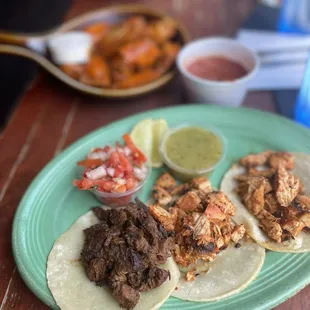 Tacos 2 chicken on steak
