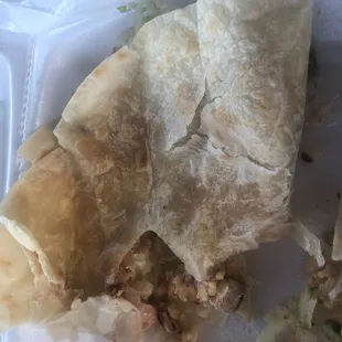 I ordered a burrito and this is what I got, the meat was hard and dry then it fell apart. Don&apos;t wast your time.