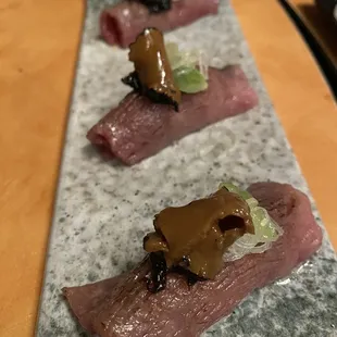 Hand torched wagyu nigiri with truffle - AMAZING!!!