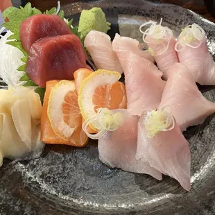 Sashimi omakase. Tuna, Hawaii kanpachi, salmon, hamachi etc.