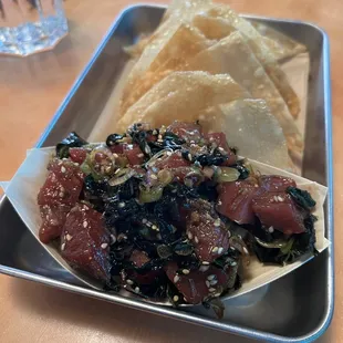 Ahi Tuna Poke with Wonton Chips