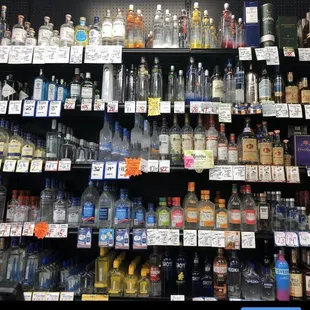 a variety of alcohol bottles
