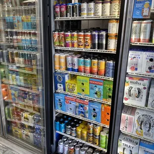 a refrigerator full of beverages