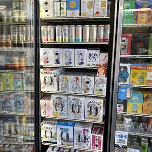 a refrigerator full of beverages