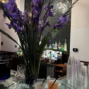 Gorgeous drinks against gorgeous flowers