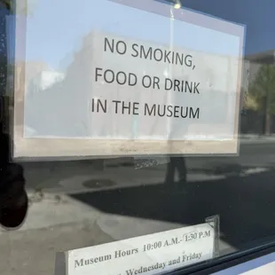 Hours of operation on door