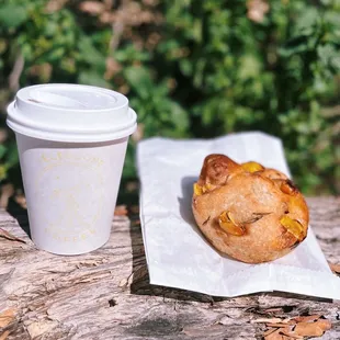 Honeycomb latte and focaccia (delicious!)
