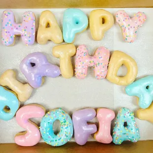 Custom letters donuts