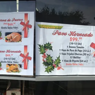 Holiday meal packages