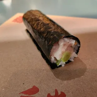 a sushi roll on a table