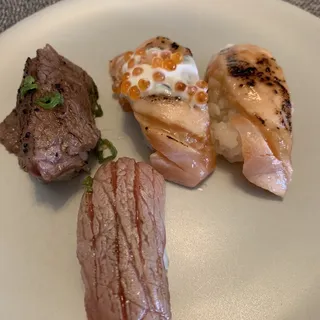 Salmon Belly w/ creme fraiche and smoked trout roe