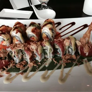 State Street roll in the background, Crazy Roll in the foreground. YUM!!
