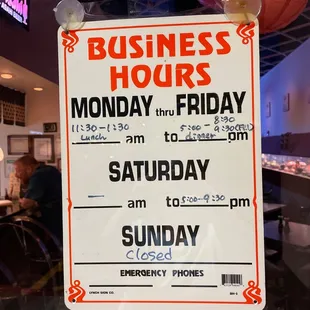 New Hours. 4/13/22