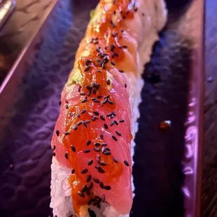 a piece of sushi