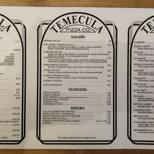 sushi and sashimi, menu