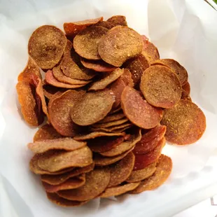 Baked pepperoni chips