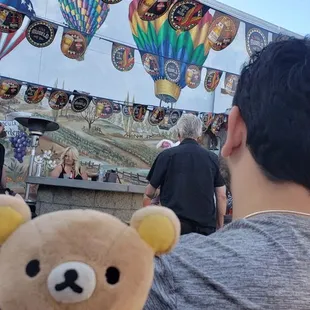Great for friends! We love the live entertainment! @temecula_wineandbeergarden #beergarden #oldtowne #temecula #rilakkuma #mortimerthebear