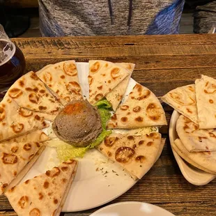 Spicy Black Bean Hummus with an additional order of pitas