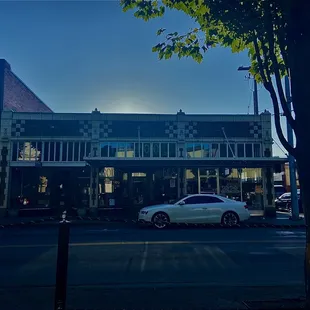 The view from their outside tables as the sun sets on a wonderful summer night in the PNW!