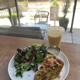 Ham quiche with salad