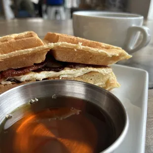 Waffle egg sandwich