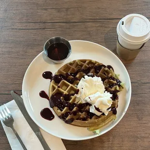 Blackberry matcha waffle