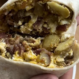 Foodie shot of the breakfast burrito
