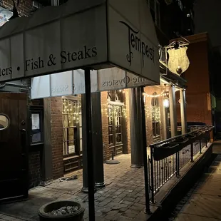 outside of restaurant at night