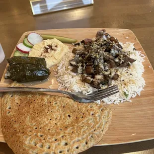 Middle Eastern Platter with mushroom schwarma