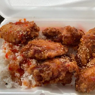 Amazing crispy Korean fried chicken.