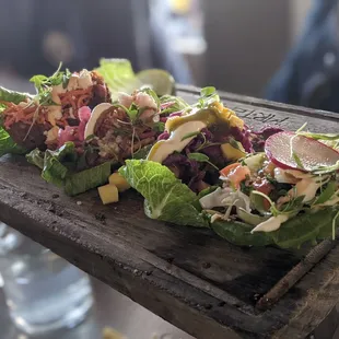 Taco combo with lettuce wrap