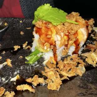 Crunchy shrimp sushi.