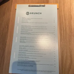 Brunch menu we had a privilege to try and was extremely impressed