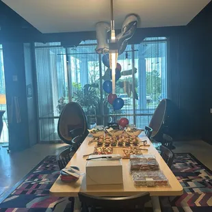 The hotel set up this spread of yummy food for friends and family