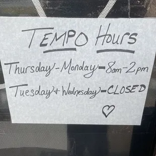 New Hours