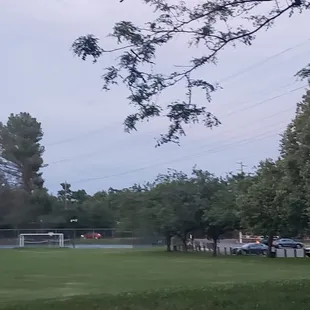 View of tennis courts