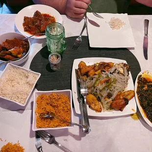 Assorted meats bowl, chicken bowl, and fish bowl.  Total cost $85