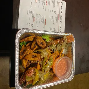 a tray of food on a table