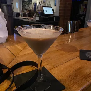 a martini on the bar