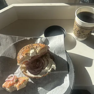 Lox Bagel and black coffee