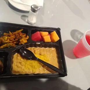 a tray of food on a table