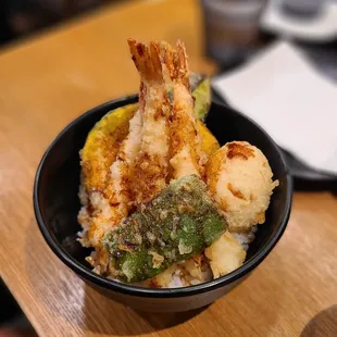 Shrimp Tempura Bowl - 4 Shrimp Egg and 3 Kinds of Vegetables