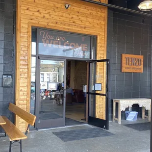 the entrance to the store